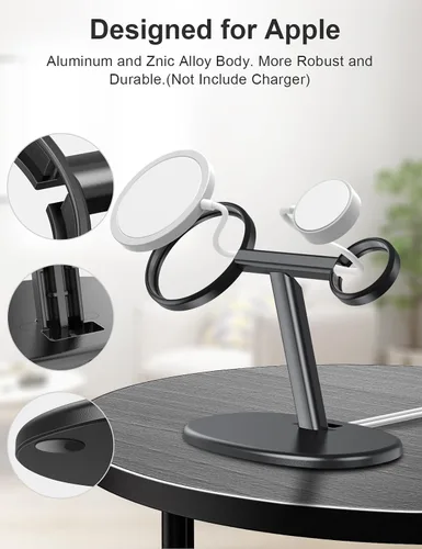 Miniatura 3 de EWA Soporte de carga MagSafe 2 en 1 para iPhone 16/15/14/13/12 y Apple Watch Series, SE, ángulo de visión ultra ergonómico, base antideslizante