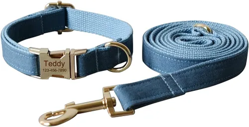 Miniatura 2 de Collares personalizados para cachorros, mascotas pequeñas, medianas y grandes con nombre y número de teléfono grabados (S, azul)