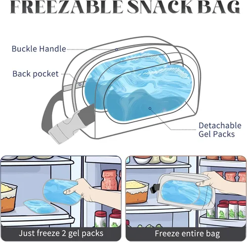 Miniatura 2 de Bolsa de almuerzo enfriadora - Congelable y aislada para viajes, niños/adultos, apta para yogur Rosa