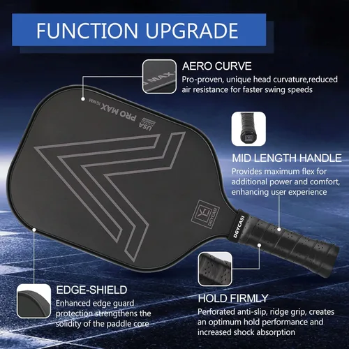 Miniatura 3 de YC DGYCASI Paletas profesionales de pickleball de 0.630 in, aprobada por USAPA 2025 T700 remo de fibra de carbono (CFS), núcleo de panal ligero