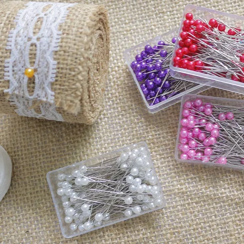 Miniatura 4 de 1200 piezas de alfileres para coser de tela, alfileres rectos con cabezas de bola perlada de 1.6 pulgadas, alfileres para acolchado para modista