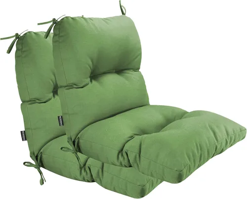 Miniatura 11 de Cojines para sillas de exterior, resistentes a la decoloración, cojín copetudo de repuesto para silla de comedor de patio, juego de 2, respaldo Negro