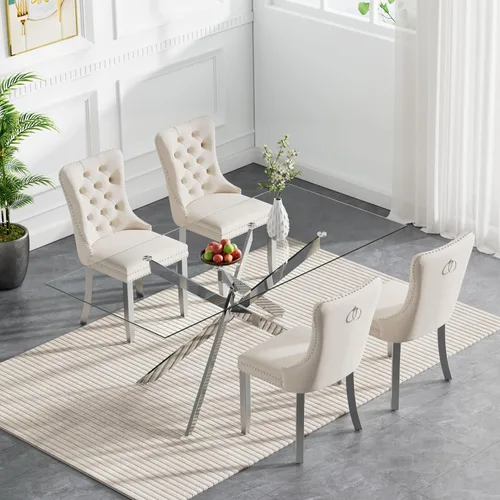 Miniatura 39 de HomVent Juego de mesa de comedor redonda de vidrio de 3 piezas, juego de mesa de comedor de vidrio templado para 2 mesas de cocina con 2 sillas
