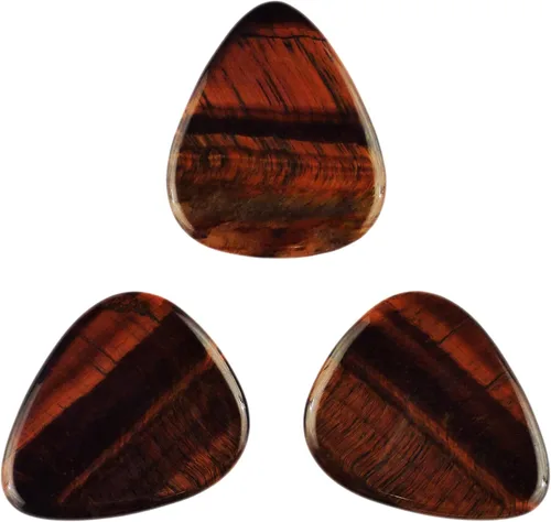 Miniatura 22 de Púa de guitarra o bajo de Obsidiana de Caoba en vidrio volcánico - 3.0 mm de calibre ultra pesado - Forma 351 - Púa exótica artesanal de gema