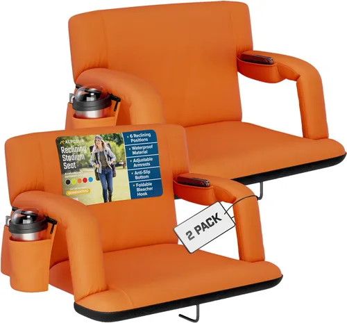 Miniatura 14 de Alpcour Asiento plegable para estadio – Silla de apoyo para adultos amplios reclinables de lujo para adultos para blanqueadores – Mejor extra grueso