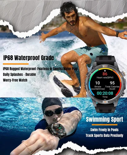 Miniatura 7 de Reloj inteligente militar con GPS para exteriores para hombres, reloj deportivo con seguimiento GPS IP68, impermeable, más de 100 modos deportivos