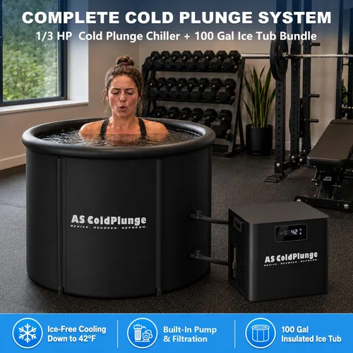 Miniatura 2 de AS ColdPlunge Enfriador de baño de hielo y kit de bañera de inmersión fría, enfriador de inmersión en frío de 1/3 HP con bomba y filtro integrados