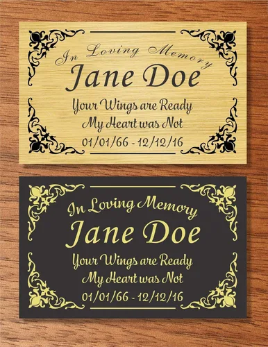 Miniatura 3 de Placa conmemorativa con borde elegante, mensaje personalizado y emblemas de reconocimiento de memoria de identificación, fabricado en Estados Unidos