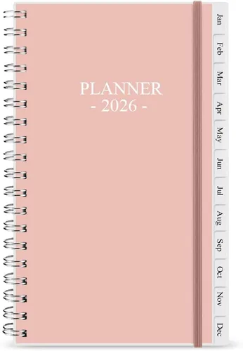 Planificador de bolsillo/Calendario 2026 - enero de 2026 a diciembre de 2026, A6 Organizador semanal y mensual, cuaderno y diario para rastrear