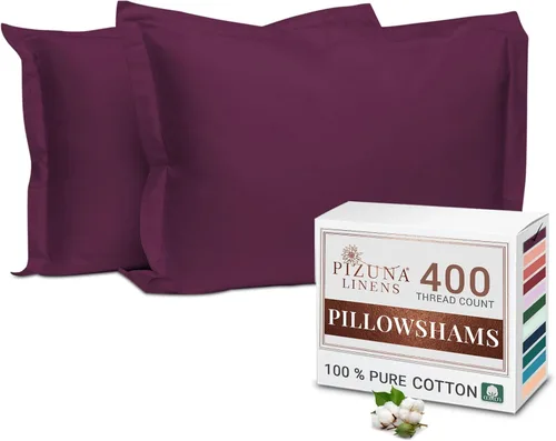 Miniatura 35 de Pizuna Juego de 2 fundas de almohada de 100 % algodón puro, tamaño estándar, color blanco, lujosas fundas de almohada de 400 hilos de satén