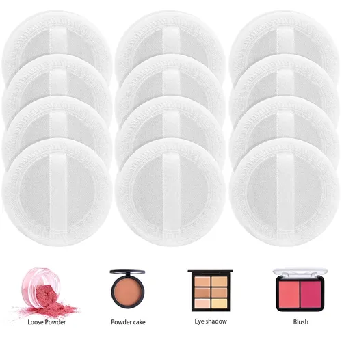 Miniatura 4 de WLLHYF 24 piezas de maquillaje de algodón rosa soplo cosmético redondo para maquillaje facial polvo de terciopelo para polvo suelto, lavable