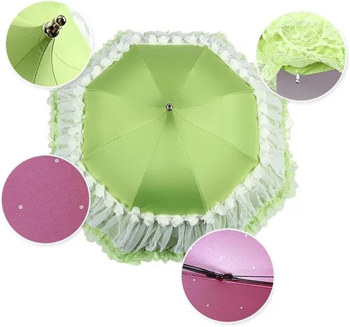 Miniatura 3 de Honeystore Pagoda Parasol 3 Folding Lace Totes Sun Rain Wedding Ruffle Umbrella