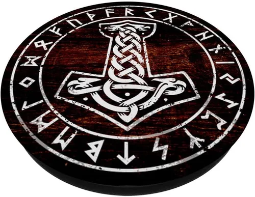 Miniatura 2 de Mjolnir Thor Hammer Viking Norse Mythology - PopSockets - Soporte para teléfonos y tabletas, Negro