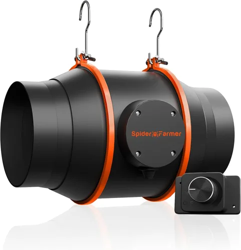 Miniatura 11 de Spider Farmer Ventilador de conducto en línea de 4 pulgadas con controlador de temperatura y humedad GGS, ventilador de escape de ventilación de 205