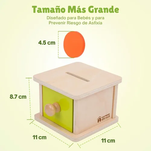 Miniatura 2 de Adena Montessori Caja de monedas, caja de permanencia para monedas de bebé de 1 año, juguetes de desarrollo de bolas de madera para bebés de 6 a 12
