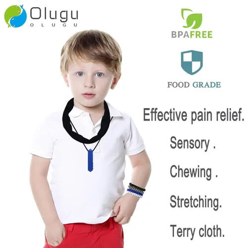 Miniatura 2 de Collares sensoriales para masticar niños y niñas, paquete de 16 pulseras elásticas para masticar para niños sensoriales con autismo, TDAH, SPD