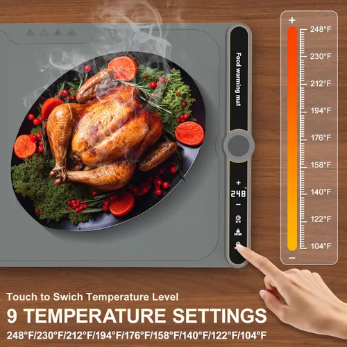 Miniatura 3 de Tapete de calentamiento extra grande para alimentos XXL: 40 x 15 pulgadas, calentadores electrónicos suaves de alimentos para fiestas, bufé