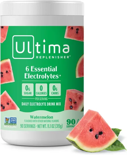 Miniatura 16 de Ultima Replenisher Mezcla diaria de electrolitos en polvo, sin azúcar, frambuesa azul, 90 porciones, polvo de hidratación con 6 electrolitos