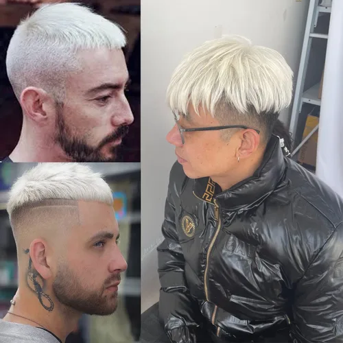 Miniatura 9 de Voloria Sistemas europeos de reemplazo de cabello humano virgen tupé para hombres, encaje suizo suave frontal mono encaje superior grueso PU
