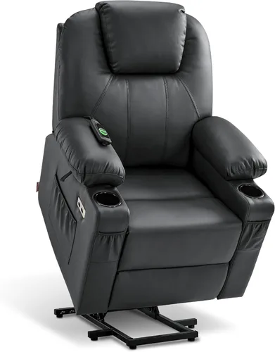 Miniatura 12 de MCombo Sillón reclinable eléctrico con capacidad de elevación, masaje y calor para ancianos, 3 posiciones, 2 bolsillos laterales y portavasos