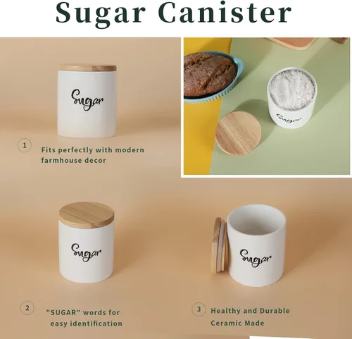 Miniatura 4 de LEETOYI Contenedores de almacenamiento de alimentos de porcelana con tapa, diseño de tamaño pequeño y ahorra espacio, 4.5 pulgadas, color blanco