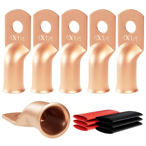 Miniatura 21 de 6 piezas 1/0 AWG - 1/2" (M12) Sanuke Terminales de anillo para cable de alambre con conectores de extremos resistentes para cable de batería, ojales