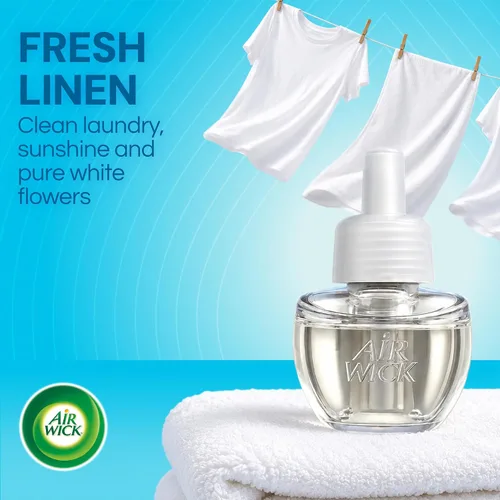 Miniatura 2 de Air Wick Kit de inicio de aceite perfumado enchufable, 2 calentadores + 6 repuestos, lino fresco, el mismo olor familiar de ropa fresca, ecológico