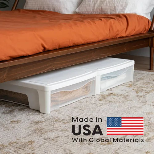 Miniatura 10 de IRIS USA 22 Qt Almacenamiento bajo la cama, organizador apilable de plástico con cajón deslizante, paquete de 2 unidades, multiusos para ropa