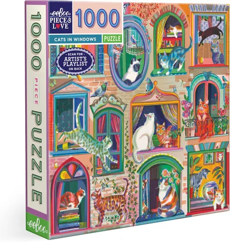 Miniatura 16 de eeBoo Rompecabezas de 1000 piezas con diseño de gato de naturalista para adultos, cuadrado de 23 x 23 pulgadas, fabricado con tablero reciclado