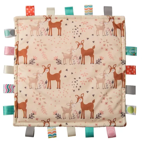 Taggies Lovey for Baby - Mantas de seguridad originales y cómodas con etiquetas sensoriales, 12 x 12 pulgadas, color beige