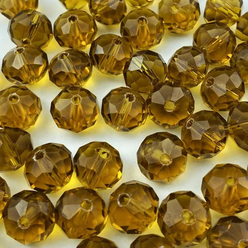 Miniatura 9 de 50 piezas de cuentas de cristal facetadas de 10 mm con orificio para pulseras, collares, aretes, joyería DIY, manualidades (Amarillo Dorado)