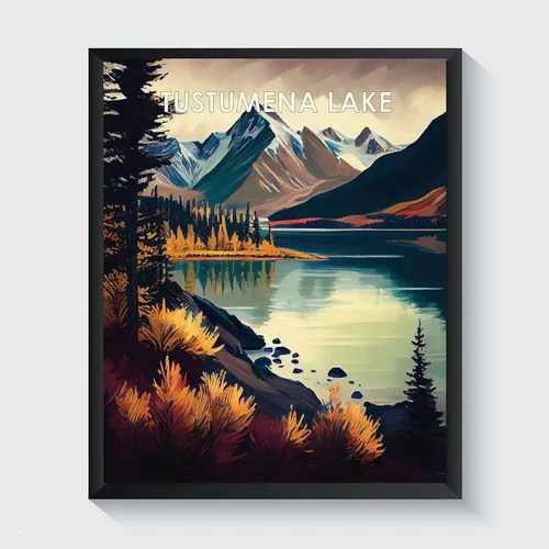 Miniatura 21 de Yellowstone Lake - Póster impreso artístico, ilustración, arte de pared, decoración de paisaje retro, paisaje, obra de arte para decoración de Lago
