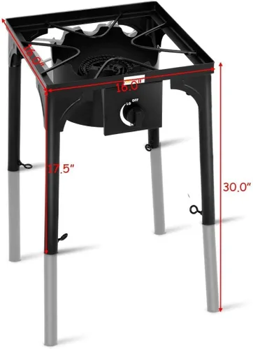 Miniatura 8 de Happygrill Estufa de campamento individual para exteriores, estufa de campamento de gas propano de alta presión con patas desmontables, salida
