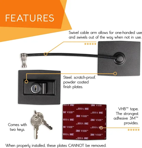 Miniatura 3 de Paquete de 2 cerraduras para refrigerador Guardianite Premium con cerradura con llave incorporada (paquete de 2, negro)