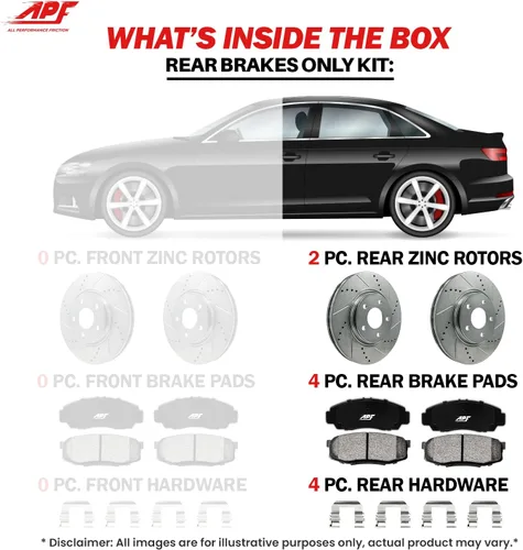 Miniatura 3 de Kit de freno trasero compatible con Ford Fusion 2006-2012 Rotores perforados y ranurados de zinc con almohadillas de fibra de carbono 5 lengüetas