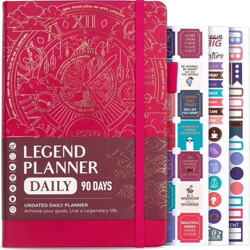 Legend Planner Diario durante 3 meses – Planificador mensual semanal y diario sin fecha para alcanzar objetivos. Organizador y diario de Rosa
