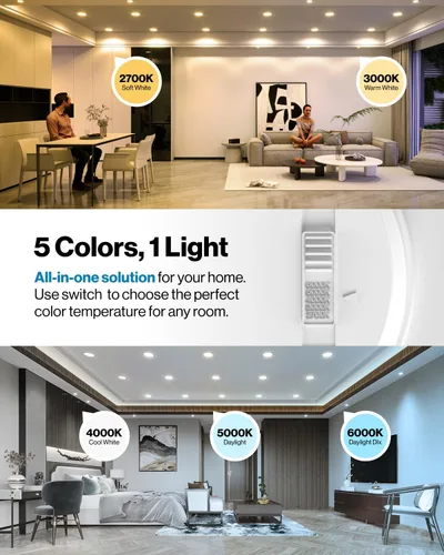 Miniatura 3 de Sunco Paquete de 24 Luces LED Empotradas Planas de 4 Pulgadas, Iluminación Retrofit para Techo Can, 800 LM, CCT Seleccionable