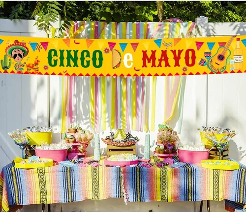 Miniatura 5 de Cartel grande del Cinco de Mayo, decoración de suministros de fiesta mexicana, suministros de fiesta del Cinco de Mayo, cartel de fiesta de baby