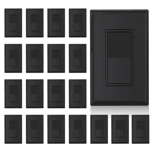 Miniatura 27 de ELEGRP Interruptor de luz decorativo de un solo polo con placa sin tornillos, 15 A 120-277 V, reemplazo del interruptor basculante de paleta