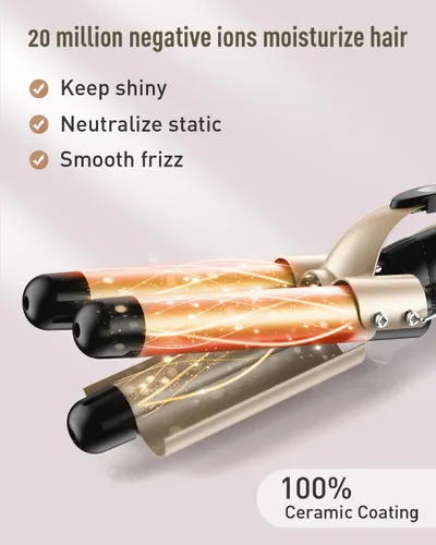 Miniatura 4 de Ondulador de rizador de pelo - BESTOPE PRO juego de varita rizadora 5 en 1 con rizador de pelo de 3 barriles para mujeres, rizador de pelo de Dorado