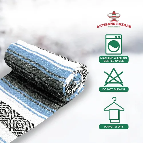 Miniatura 117 de Artisans Bazaar Poncho tradicional mexicano de Baja para hombres y mujeres, auténtico sarape de Gaban, manta de vaquero Pancho Jorongo