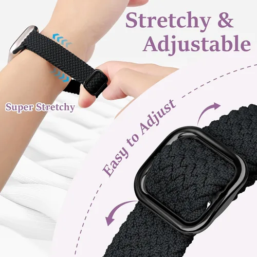 Miniatura 2 de Slim Braided Bands for Apple Watch Band 40mm 41mm 42mm 38mm 46mm 44mm 45mm 49mm Women,Stretchy Solo Loop Nylon Elastic Thin Narrow Skinny Strap for