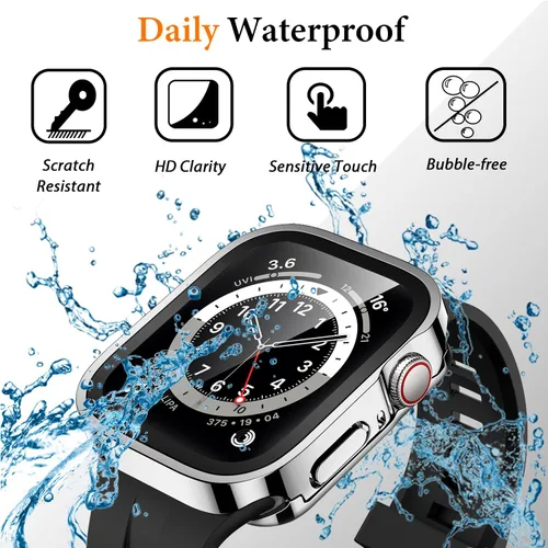 Miniatura 3 de Amizee Estuche 2 en 1 [Paquete de 2] Compatible con Apple Watch Series 9/8/ 7 de 45 mm con Protector de Pantalla Integrado, Cubierta Protectora