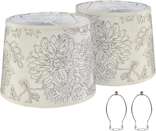 Miniatura 9 de Juego de 2 pantallas de lámpara de tambor, pantallas de tela para lámparas de mesa y de pie, tamaño mediano 13" de ancho superior x 11" de ancho