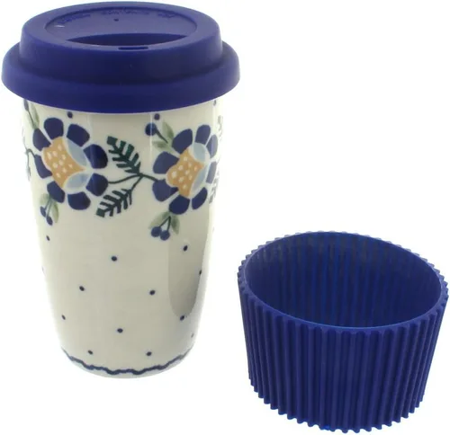 Miniatura 4 de Blue Rose Polish Pottery - Taza de café de viaje de mariposa amarilla y azul - 12 oz - Taza para llevar, se adapta a la mayoría de portavasos