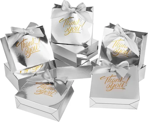 KPOSIYA Bolsas de regalo pequeñas, paquete de 50 bolsas pequeñas de agradecimiento de 4.5 x 1.8 x 3.9 pulgadas, bolsa de favor de fiesta, cajas de