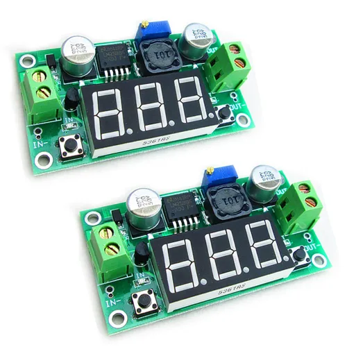 HiLetgo 2pcs LM2596 ajustable DC-DC Step Down Buck Power Convertir Módulo 4.0-40V Entrada a 1.25-37V Salida con pantalla LED Voltímetro