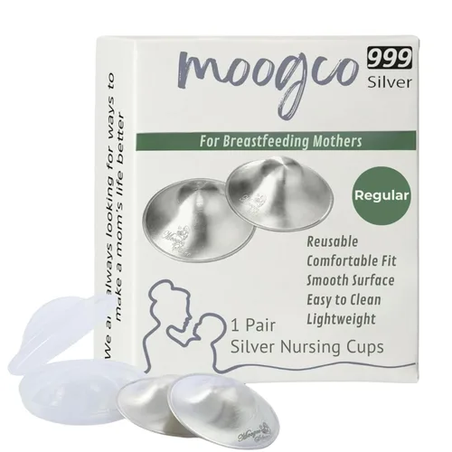 MOOGCO Copas de lactancia plateadas, protectores de pezones de plata pura de 999 k para lactancia materna, protección de pezones sin productos