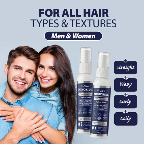 Miniatura 7 de TruGlow - Spray de tratamiento de crecimiento del cabello de minoxidil al 5% para hombres y mujeres con cabello delgado, solución tópica