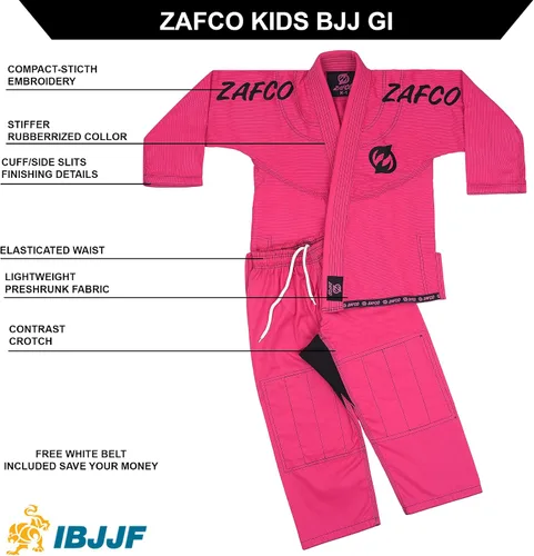 Miniatura 2 de Jiu Jitsu brasileño, para niños, Jiu Jitsu Gi BJJ Gi Grappling Kimonos Ligeros Cinturón Blanco